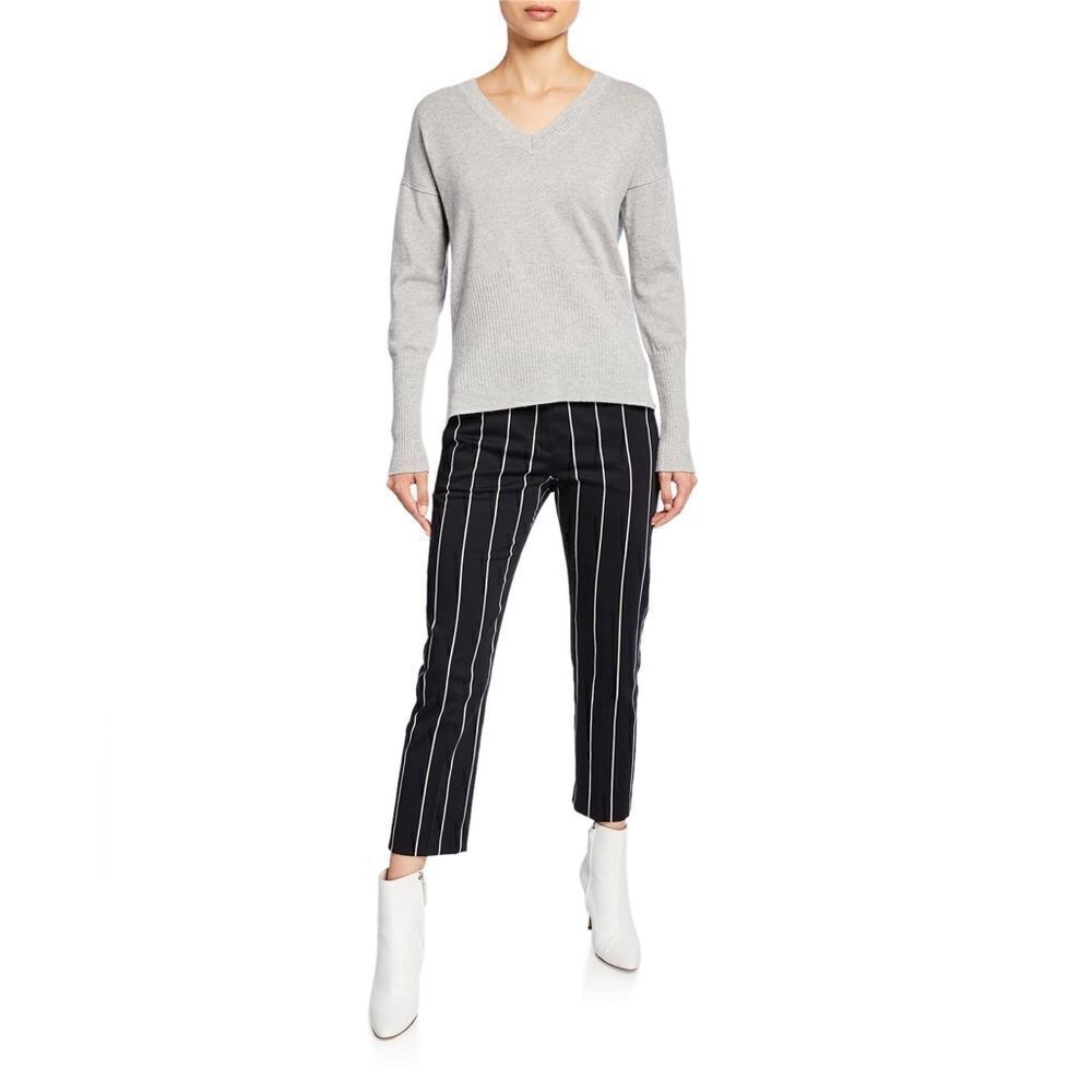 Derek Lam 10 Crosby Cropped Straight-Leg Striped Trousers Sz 2